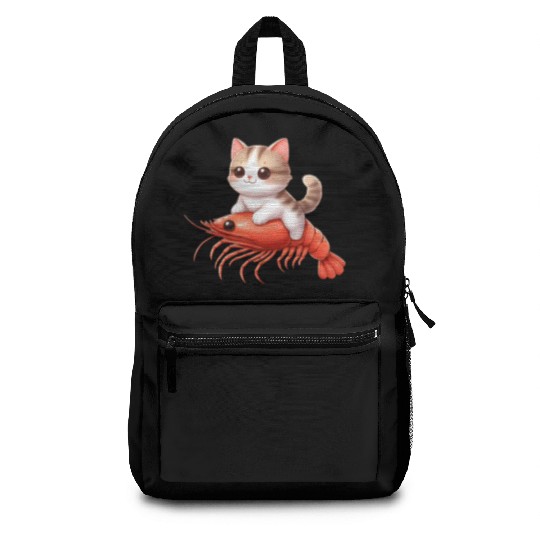 Cat rides on shrimp Backpacks