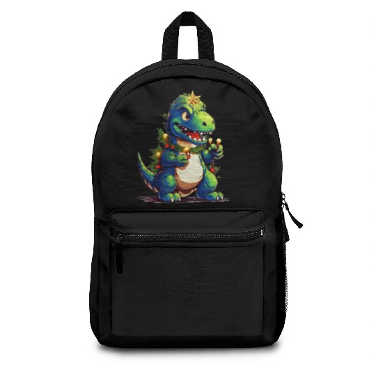 Christmas T-Rex Funny Dino Christmas Tree Kids Boy Backpacks