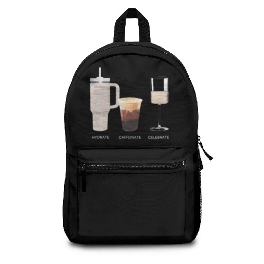 Hydrate Caffeinate Celebrate Water Coffee Rose Backpacks