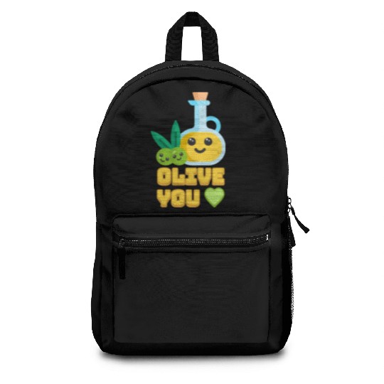 Olive You! Cute Olive I Love You Cartoon Backpacks