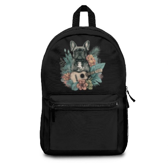 French Bulldog |Aloha Ukulele Hawaii Guitar Funny Backpacks