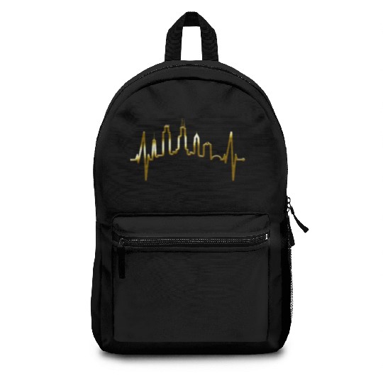 Chicago Skyline Heartbeat USA Heart I Love Chicago Backpacks