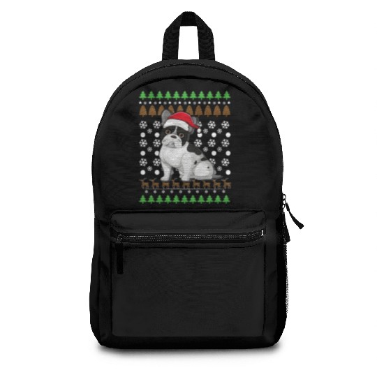 Merry Christmas, French Bulldog, Dog lovers gift Backpacks
