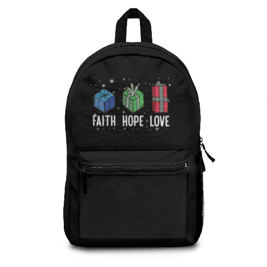 Faith Hope Love Religious Family Christmas Backpacks