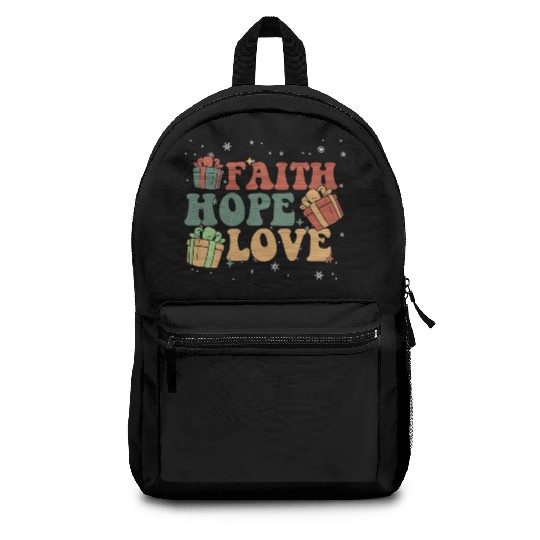 Faith Hope Love Religious Family Christmas Backpacks