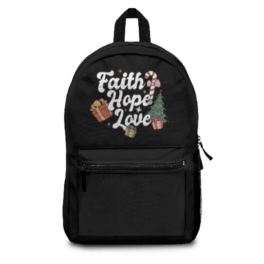 Faith Hope Love Religious Family Christmas Backpacks