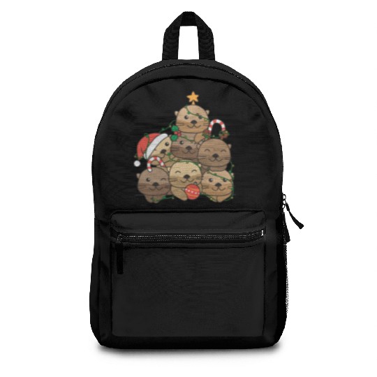 Otter Christmas Tree Funny Animal Christmas Backpacks