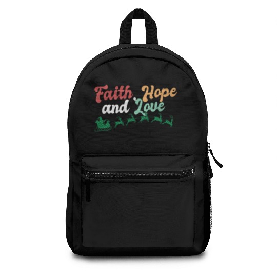 Faith Hope Love Religious Family Christmas Backpacks