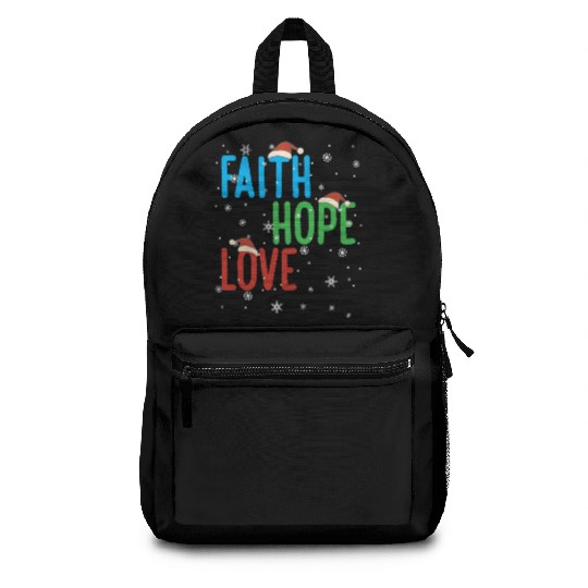 Faith Hope Love Religious Family Christmas Santa Backpacks