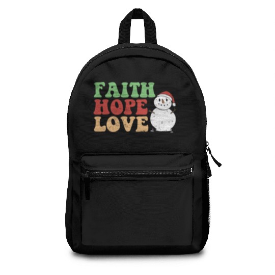 Faith Hope Love Religious Family Christmas Backpacks