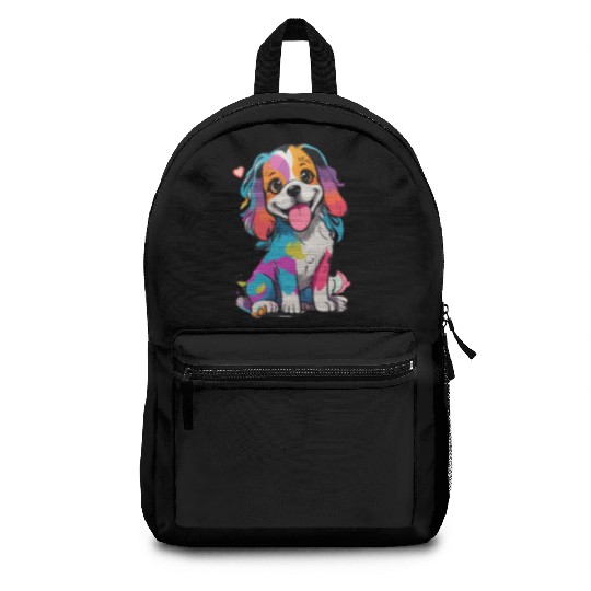 Colorful Cute Dog for Dog Lovers Backpacks