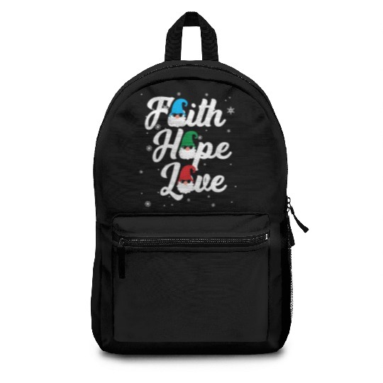 Religious Family Faith Hope Love Christmas Gnome Backpacks