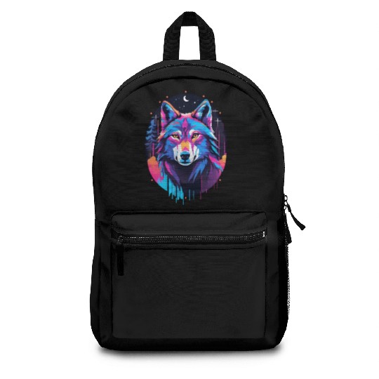 Eerie Blacklight Wolf Backpacks - Neon Colors