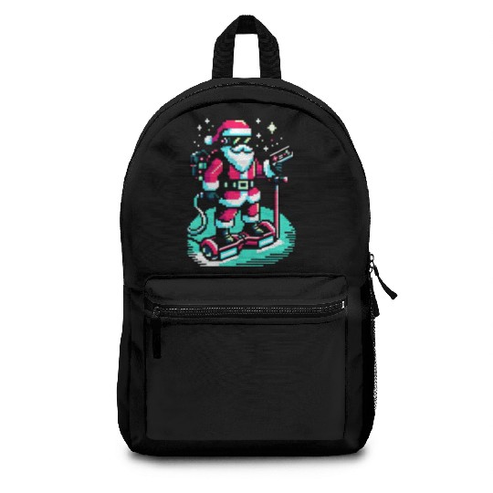Witty 8-Bit Cyberpunk Santa Backpacks