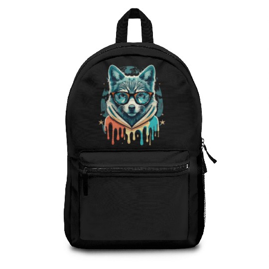 Hipster Wolf Drip Backpacks