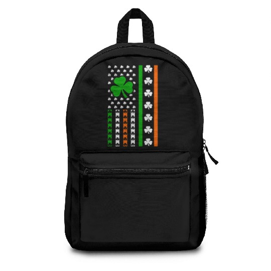 Irish American Flag Ireland Lucky Clover Shamrocks Backpacks