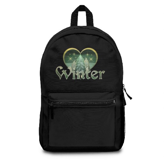 Winter Heart Evergreen Retro Sunset Backpacks