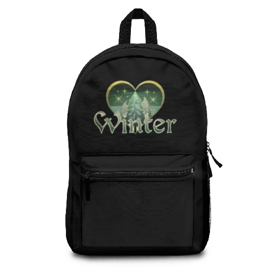 Winter Heart Evergreen Retro Sunset Backpacks