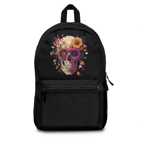 Cute vintage skull and daisies Backpacks