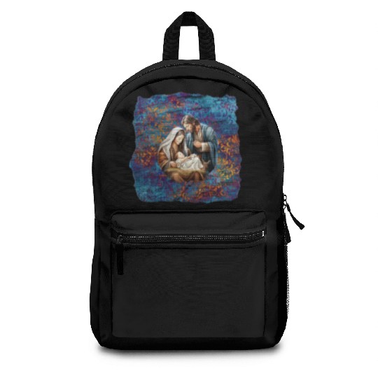 Nativity scene with Mary Joseph Baby Jesus Backpacks