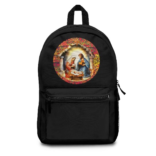 Nativity scene with Mary Joseph Baby Jesus Backpacks