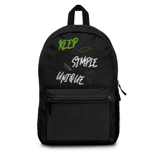 KEEP IT SIMPLE AND UNIQUE-WHITE GREEN LETTERING Backpacks