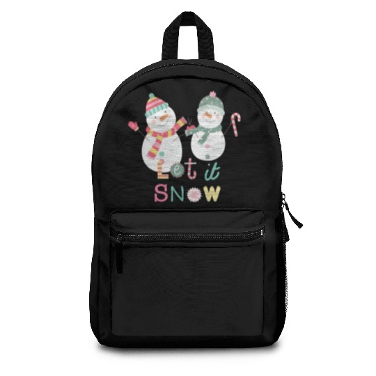 Fun Snowman Let It Snow Colorful Christmas Backpacks