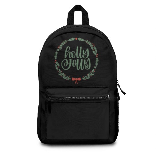 Holly Jolly Sage Green Christmas Wreath Fun Backpacks