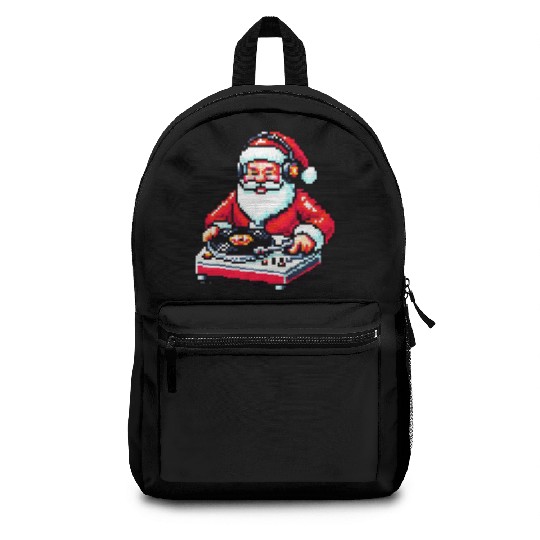 Retro 8-Bit DJ Santa: A Festive Musical Spin Backpacks