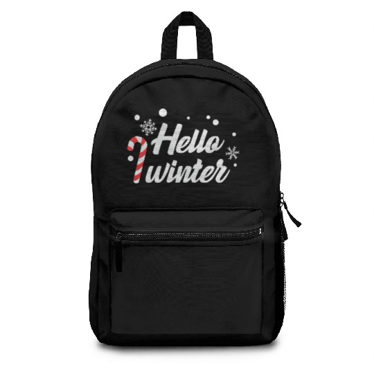 Hello Winter Christmas Candy Canes Backpacks