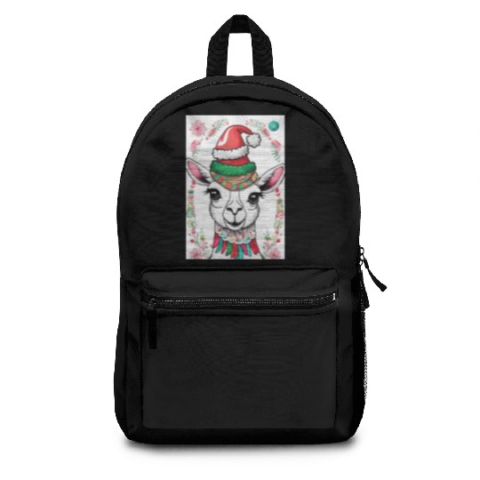 Funny cute llama Christmas lama Backpacks