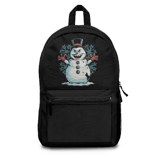 frosty snowman creepy Backpacks