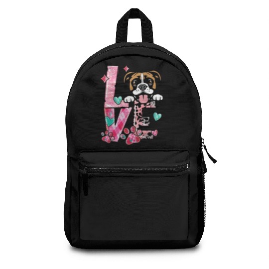 Boxer Dog I Love My Dog Valentines Day Backpacks