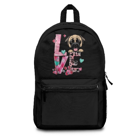 Mastiff Dog I Love My Dog Fur Baby Valentines Day Backpacks