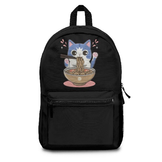 te cat ramen noodles neko kawaii funny Backpacks