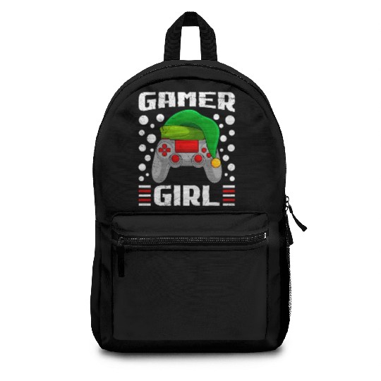 Gamer Girl Christmas Gambling Women Santa Backpacks