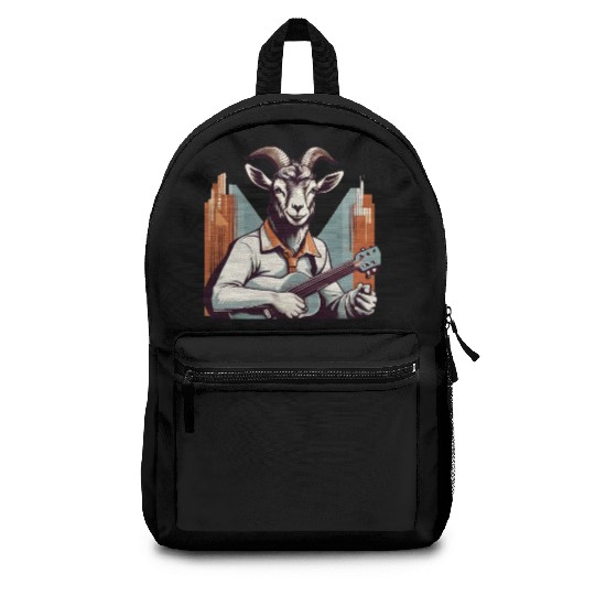 retro goat playing guitar vintage style Backpacks