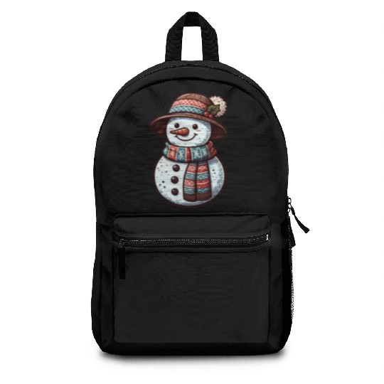 Winter Wonderland: Charming Snowman Illustration Backpacks