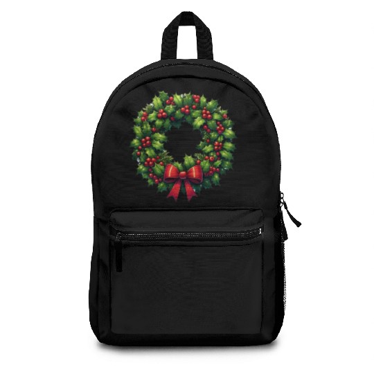 Festive Foliage: Classic Christmas Wreath Backpacks