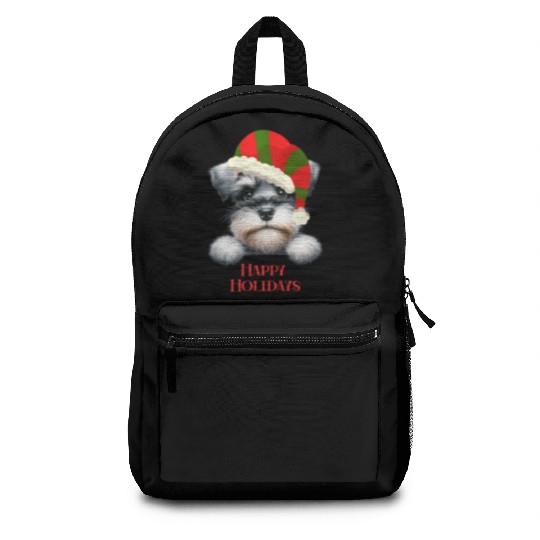 Christmas Peeking Dogs Happy Holidays Backpacks
