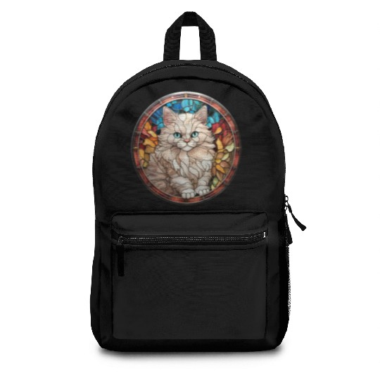 Ragdoll kitten in stained glass Backpacks
