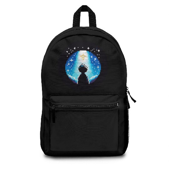 Digital Night Sky - 8-Bit Childhood Dreams Backpacks