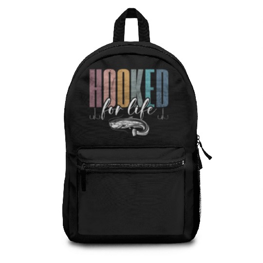 Hooked For Life Retro Catfish Catfishing Angler Backpacks