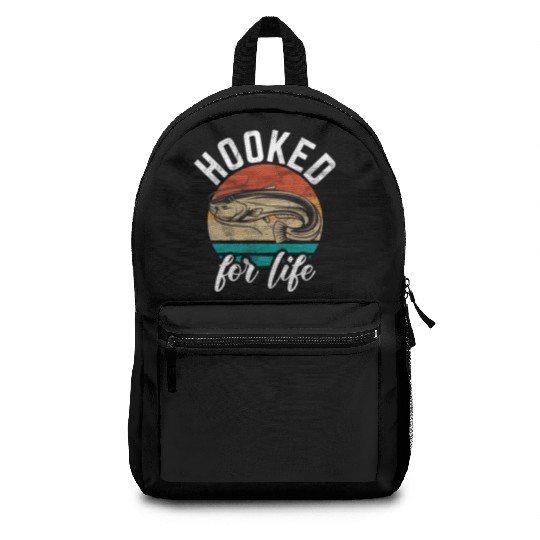 Hooked For Life Retro Catfish Catfishing Angler Backpacks