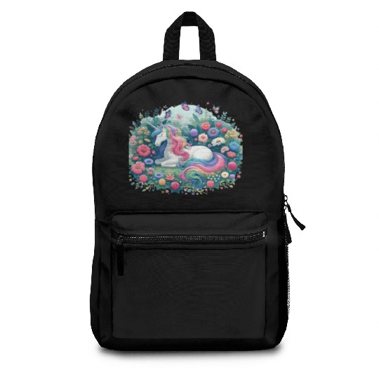 Botanist Unicorn in a Magical Garden Backpacks