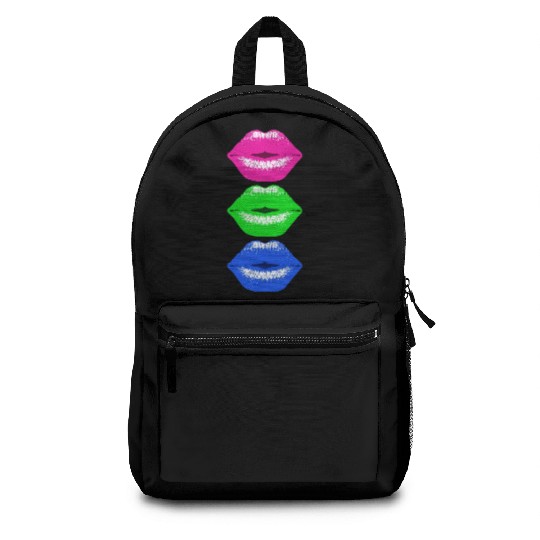 3 Kissing Lips Neon Colors Backpacks