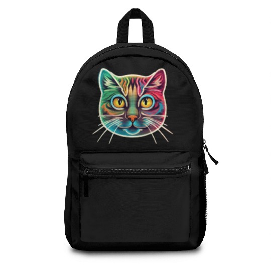 cat face neon design Backpacks