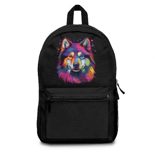 Watercolor Colorful Alaskan Malamute Backpacks