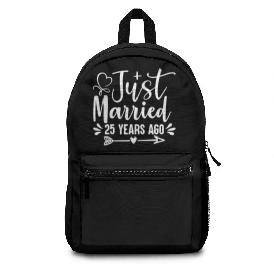 Just Married 25 Years Ago 25Th Wedding Anniversary Backpacks