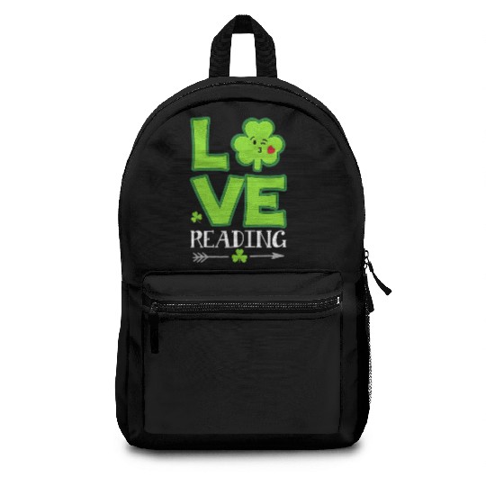 Love Shamrock Reading Teacher Funny St Patricks Da Backpacks